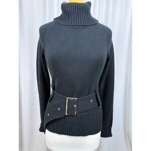 Sao Paulo Black Cowl Neck Belted Sweater - Size 6